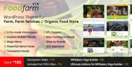 FoodFarm – WordPress Theme for Farm, Farm Services and Organic Food Store 1.8.9